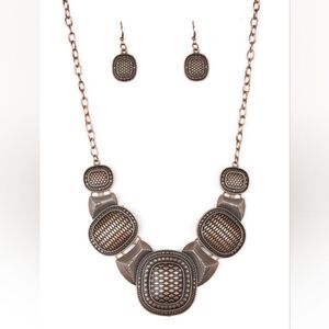 Paparazzi Prehistoric Powerhouse - Copper Necklace + Matching Earrings NWT